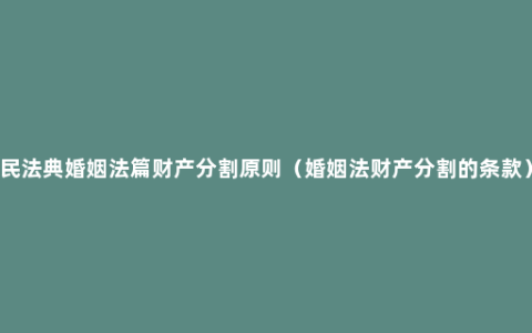 民法典婚姻法篇财产分割原则（婚姻法财产分割的条款）