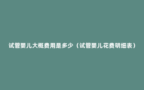 试管婴儿大概费用是多少（试管婴儿花费明细表）