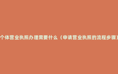 个体营业执照办理需要什么（申请营业执照的流程步骤）