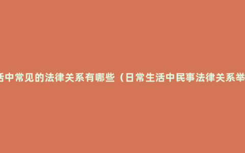 生活中常见的法律关系有哪些（日常生活中民事法律关系举例）