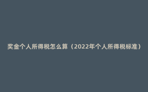 奖金个人所得税怎么算（2022年个人所得税标准）