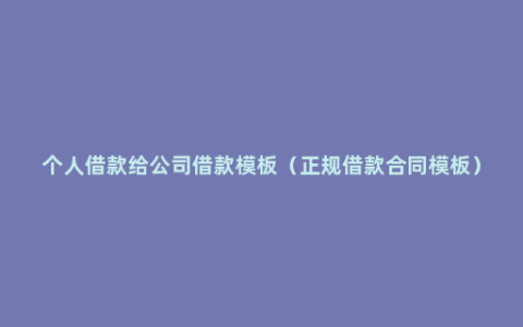 个人借款给公司借款模板（正规借款合同模板）