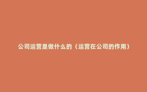 公司运营是做什么的（运营在公司的作用）