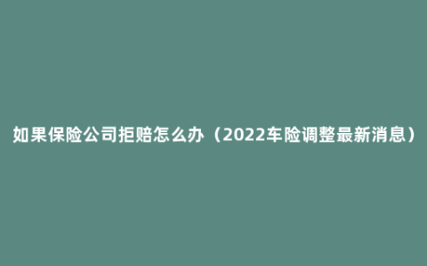 如果保险公司拒赔怎么办（2022车险调整最新消息）