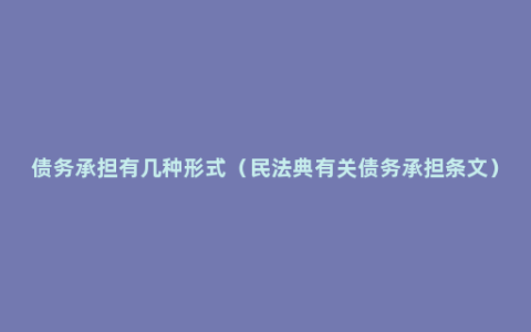 债务承担有几种形式（民法典有关债务承担条文）