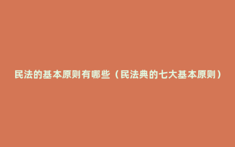 民法的基本原则有哪些（民法典的七大基本原则）