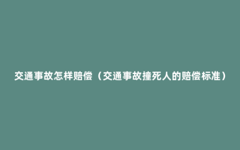 交通事故怎样赔偿（交通事故撞死人的赔偿标准）