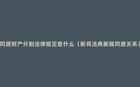 同居财产分割法律规定是什么（新民法典新规同居关系）